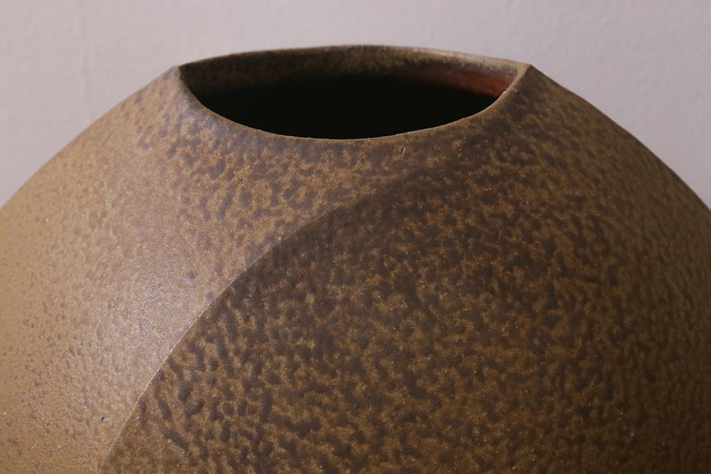 アンティーク雑貨 備前焼 山下譲治作 扁壷(花器)(R-041279