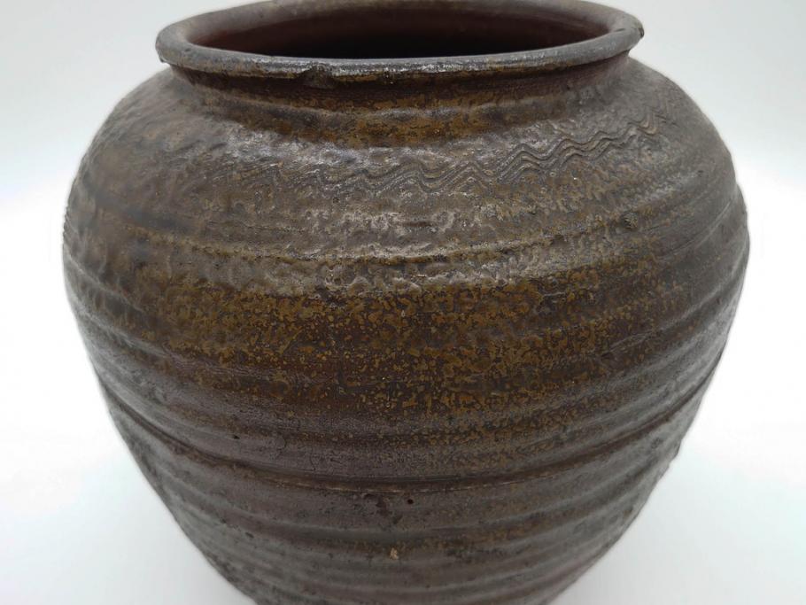 【超美品】室町時代 古備前 波状文壷 備前焼 壺 つぼ 花器 花入 置物 花瓶