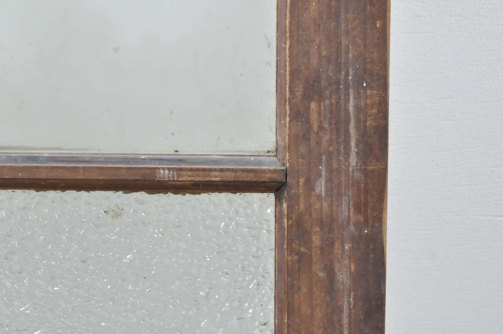 アンティーク建具　レトロ空間におすすめな縦格子のガラス窓3枚セット(引き戸、ガラス戸)(R-076592)