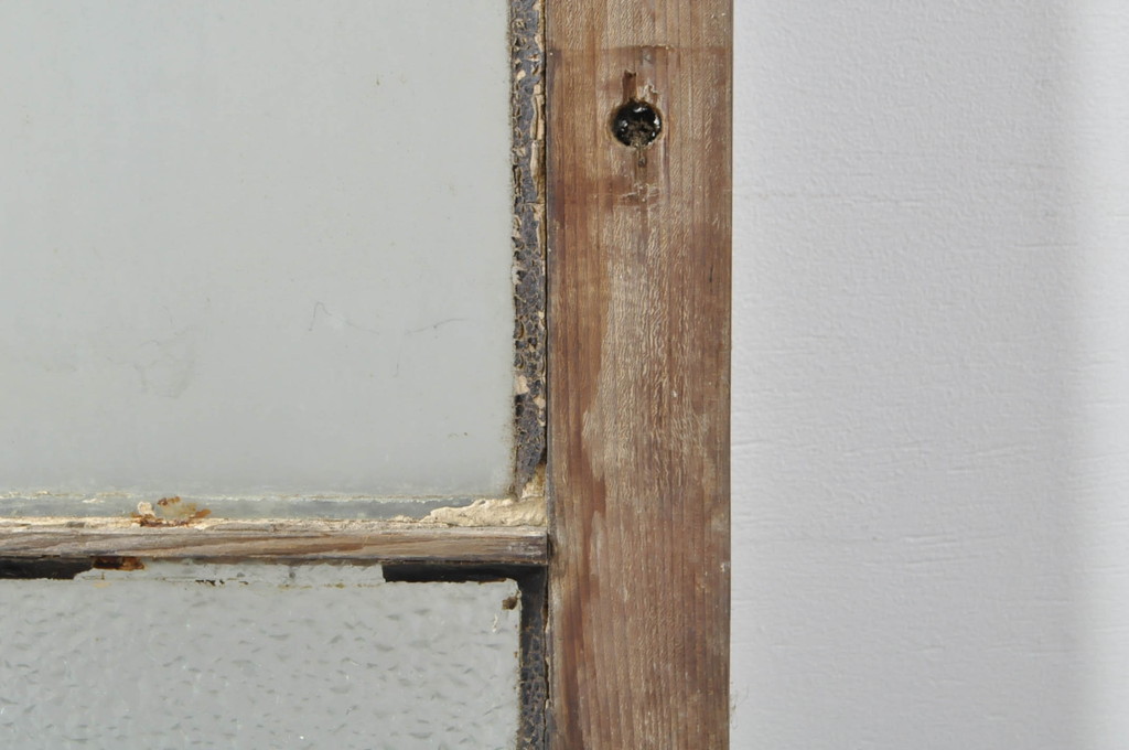 アンティーク建具　レトロ空間におすすめな縦格子のガラス窓3枚セット(引き戸、ガラス戸)(R-076592)