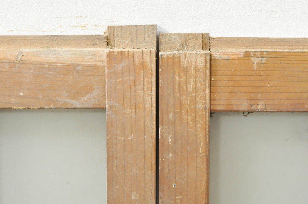 アンティーク建具　レトロな空間作りにおすすめなガラス窓4枚セット(引き戸、ガラス戸)(R-076597)