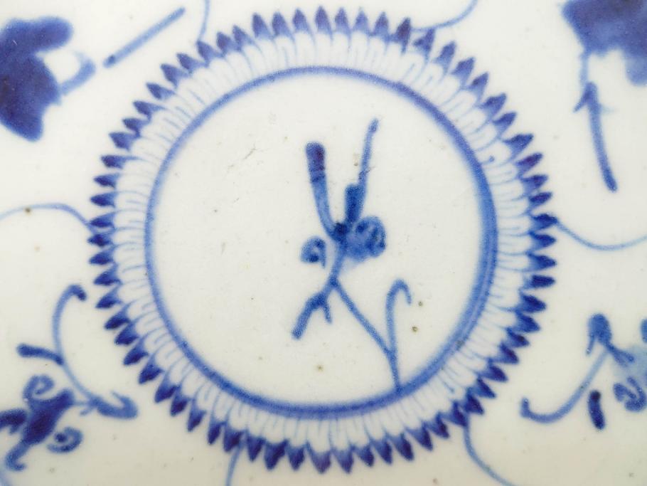 時代物 中国 唐物 古玩 古染付 青い染付のデザインが印象的な中