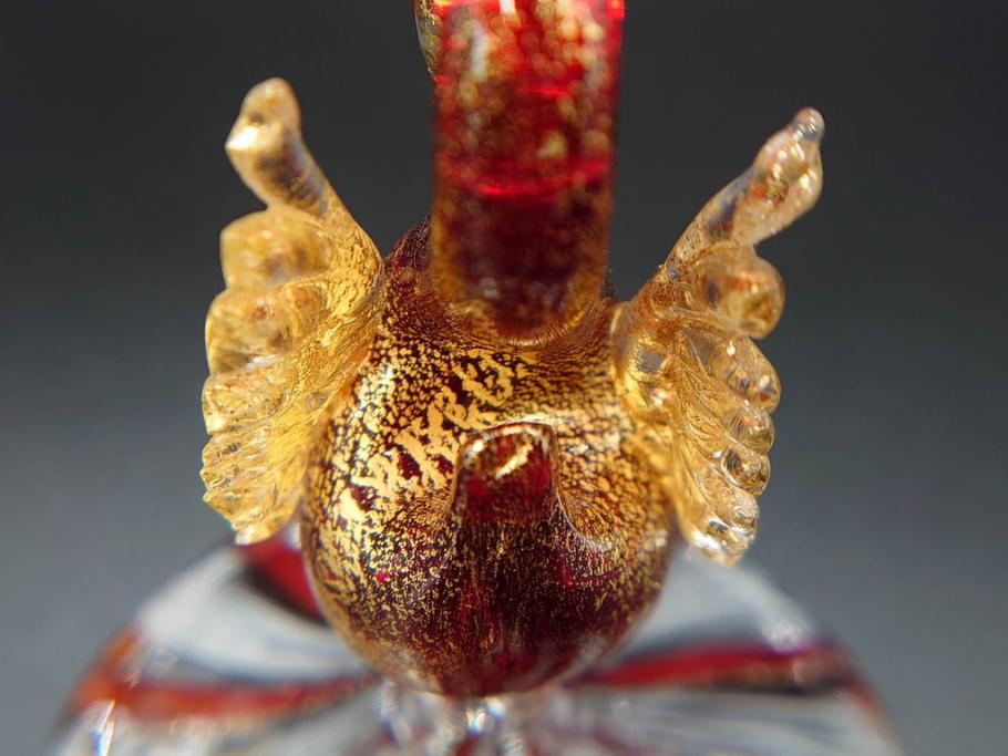 イタリア ムラノガラス ベネチアンガラス 金彩 白鳥 繊細な