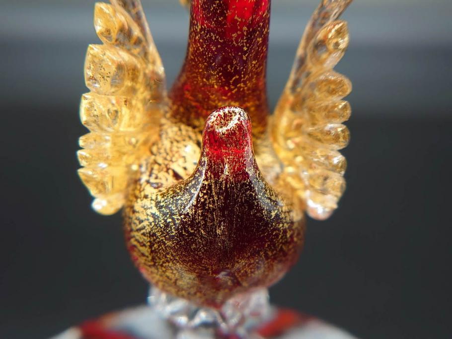 イタリア ムラノガラス ベネチアンガラス 金彩 白鳥 繊細な