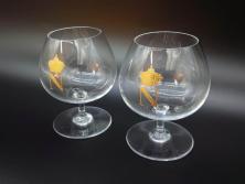 フランス　Baccarat　バカラ　ナポレオン　金彩　ブランデー　コニャック　シンプルながらも上品な雰囲気溢れるグラス2客セット(王冠、ワイン、冷酒、梅酒、クリスタルガラス)(R-071818)