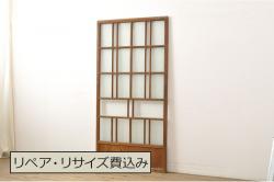 アンティーク　古いシャビーな大型アイアン面格子(窓・柵・フェンス・レトロ)