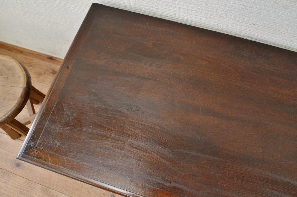 アンティーク家具　古い木のシンプルな飾り棚(ローボード)