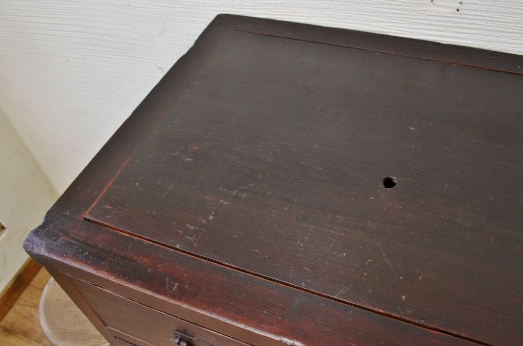 アンティーク家具　古民具　骨董　明治時代味のある九杯引き出し時代箪笥