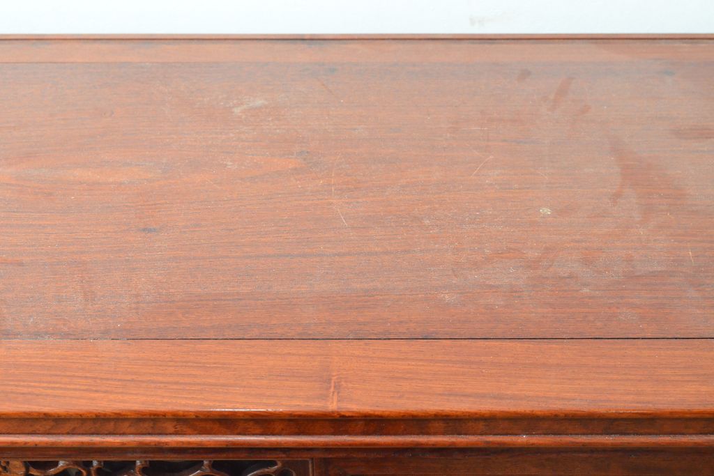 和製ビンテージ　唐木材(花梨材・カリン材)　美しい彫刻が目を引く大振りなサイドボード(キャビネット、飾り棚、戸棚、ヴィンテージ)(R-053020)