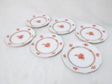 ヘレンド　ハンガリー　HEREND HVNGARY　アポニー・オレンジ　洗練されたデザインが食卓に華やぎをもたらすプレート6枚セット(HUNGARY、洋食器、皿)(R-072287)