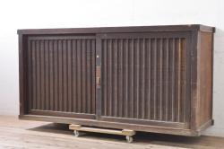 ラフジュ工房オリジナル　古建具リメイク　組子風デザインの扉が空間のアクセントにもなるテレビボード(テレビ台、ローボード、収納棚、戸棚)(R-052992)