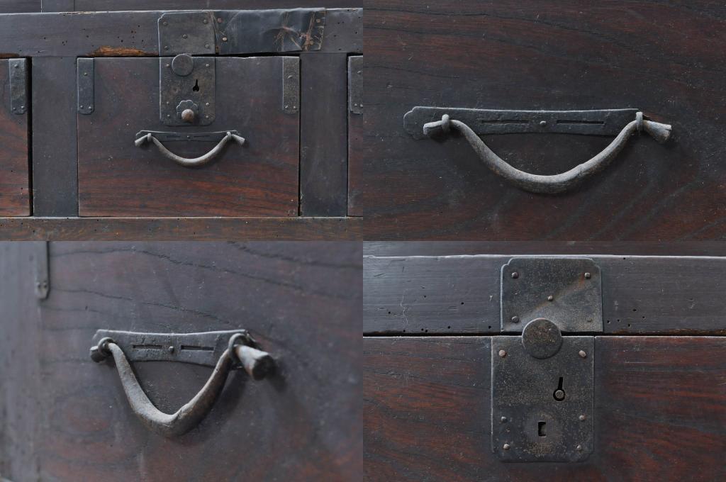 アンティーク家具　和の空間を引き立てる収納箪笥(キャビネット、水屋箪笥、夜具箪笥、布団箪笥)(R-036636)