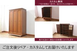 【オーダー家具実例】ラフジュ工房オリジナル商品を参考にローボードをご要望サイズで新規製作しました。引き戸は縦格子デザインでクリアガラスを組み入れ、下部には4杯の引き出しを設置。同時購入されたお品との色合わせもばっちり!(収納棚、戸棚、サイドボード)