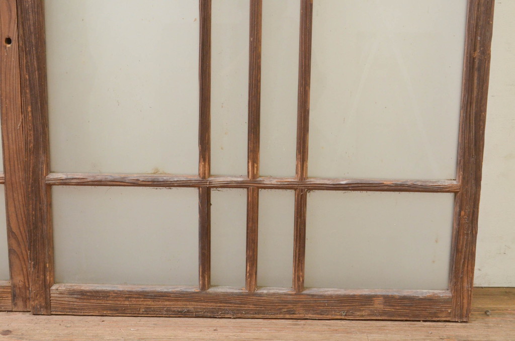 アンティーク建具　大正ロマン　どこか懐かしい雰囲気漂うガラス窓2枚セット(引き戸、ガラス戸)(R-069665)