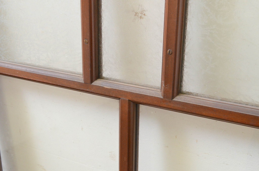 アンティーク建具　大正ロマン　どこか懐かしい雰囲気漂う幅狭ガラス窓4枚セット(引き戸、ガラス戸)(R-069670)