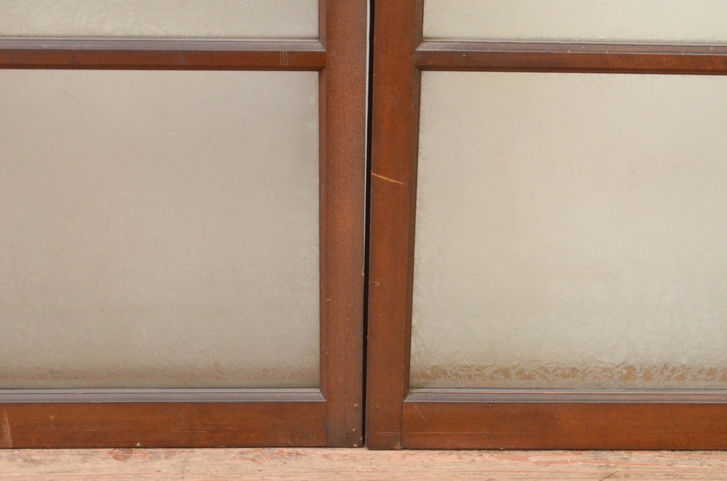 アンティーク建具　大正ロマン　どこか懐かしい雰囲気漂うガラス窓4枚セット(引き戸、ガラス戸)(R-069674)