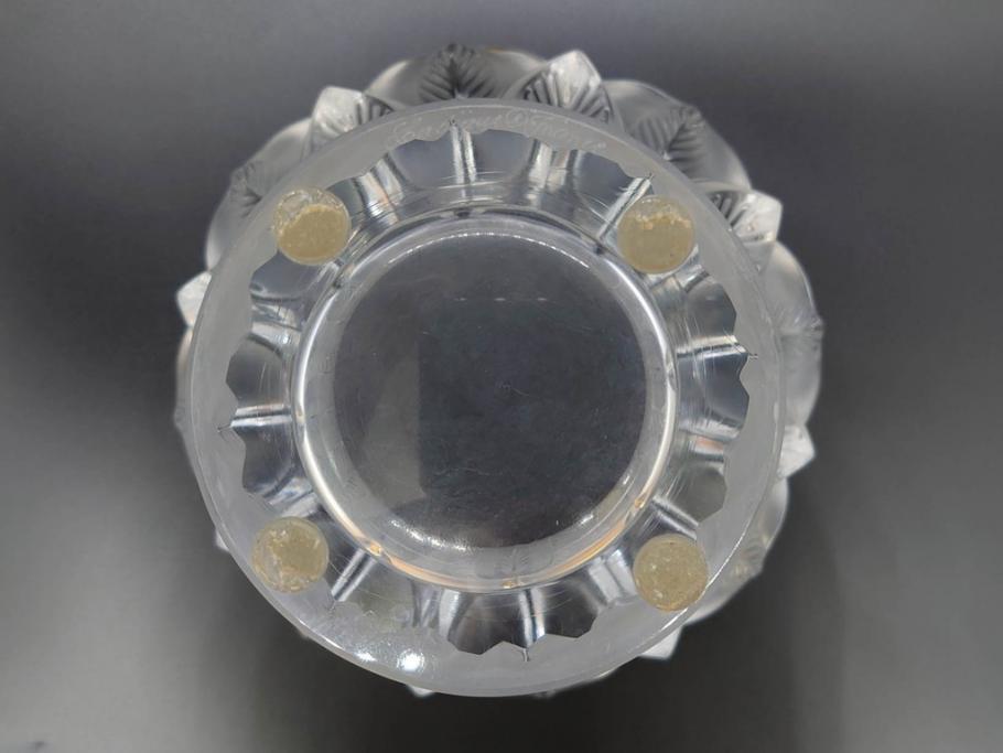 フランス　LALIQUE(ラリック)　クリスタルガラス　花のようなデザインが美しいフラワーベース(花瓶、花入、花器)(R-072307)