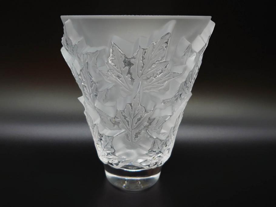 フランス　LALIQUE(ラリック)　シャンゼリゼ　クリスタル　繊細なデザインが輝きを放つフラワーベース(花瓶、花入、花器、ガラス、箱付き)(R-072308)