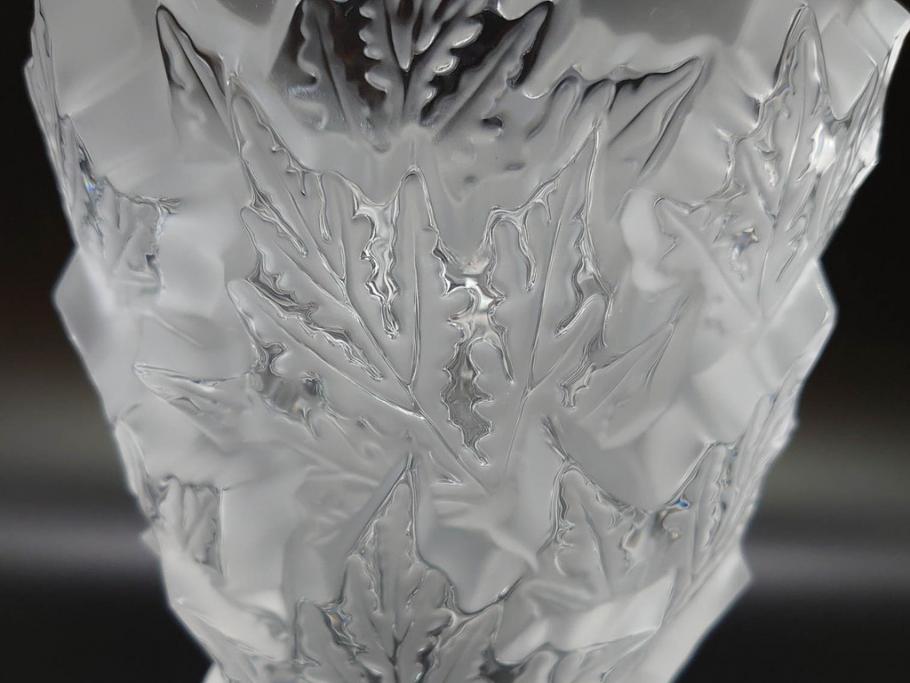 フランス　LALIQUE(ラリック)　シャンゼリゼ　クリスタル　繊細なデザインが輝きを放つフラワーベース(花瓶、花入、花器、ガラス、箱付き)(R-072308)