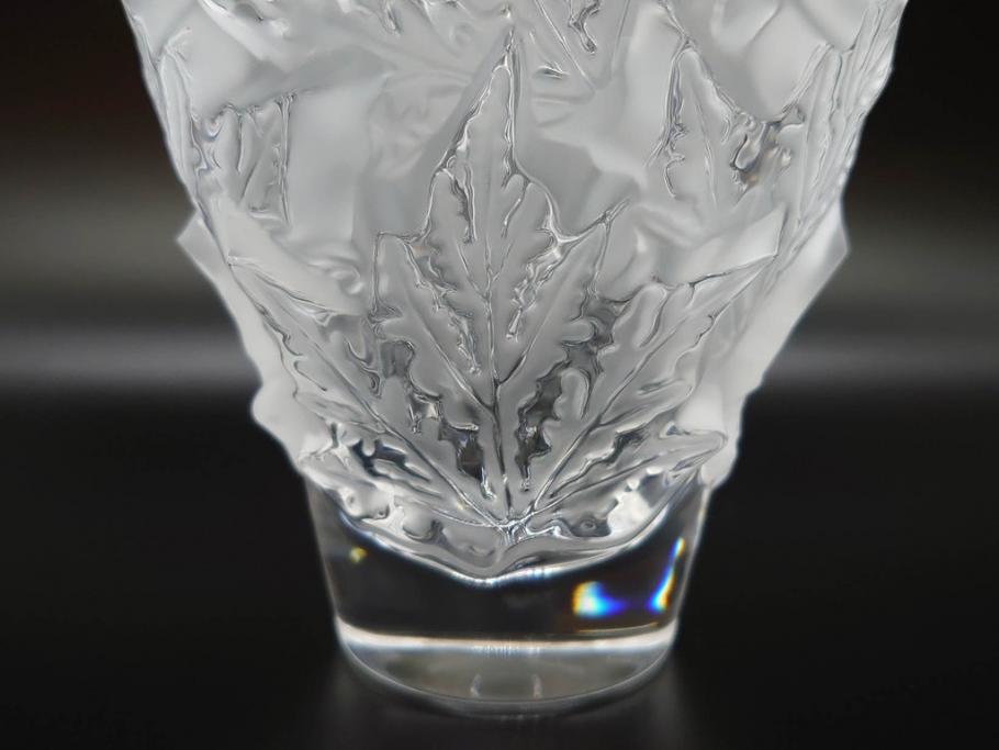 フランス　LALIQUE(ラリック)　シャンゼリゼ　クリスタル　繊細なデザインが輝きを放つフラワーベース(花瓶、花入、花器、ガラス、箱付き)(R-072308)