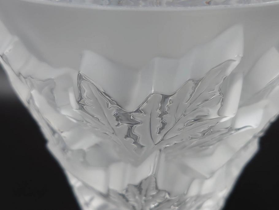 フランス　LALIQUE(ラリック)　シャンゼリゼ　クリスタル　繊細なデザインが輝きを放つフラワーベース(花瓶、花入、花器、ガラス、箱付き)(R-072308)