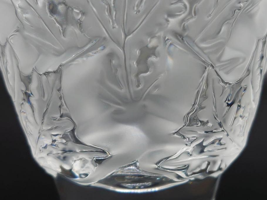 フランス　LALIQUE(ラリック)　シャンゼリゼ　クリスタル　繊細なデザインが輝きを放つフラワーベース(花瓶、花入、花器、ガラス、箱付き)(R-072308)