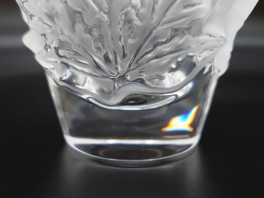 フランス　LALIQUE(ラリック)　シャンゼリゼ　クリスタル　繊細なデザインが輝きを放つフラワーベース(花瓶、花入、花器、ガラス、箱付き)(R-072308)