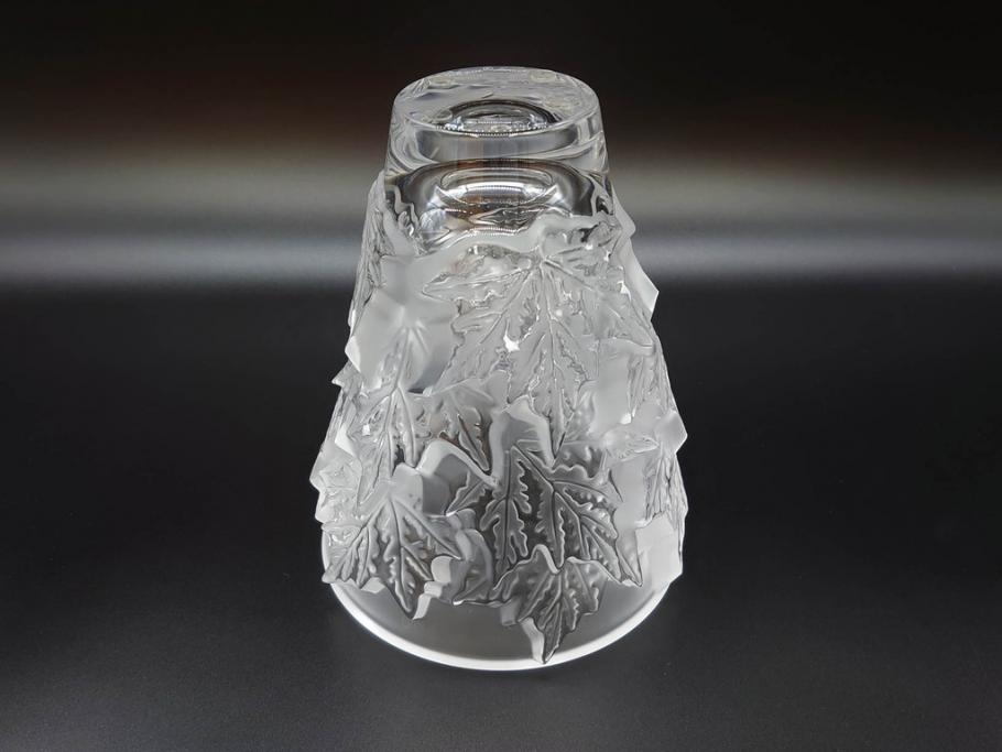 フランス　LALIQUE(ラリック)　シャンゼリゼ　クリスタル　繊細なデザインが輝きを放つフラワーベース(花瓶、花入、花器、ガラス、箱付き)(R-072308)