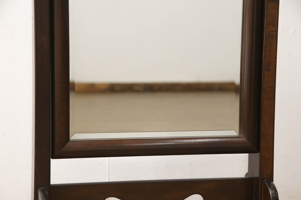 中古　松本民芸家具　透かし彫りが上品なB型姿見(鏡、ミラー)(定価約12万円)(R-060126)