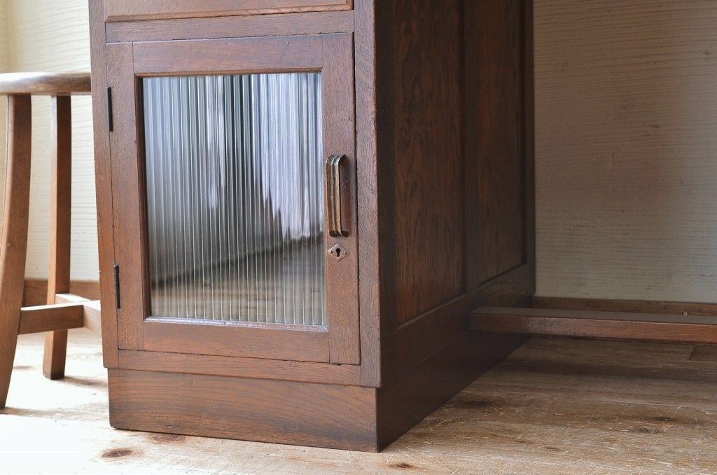 極上美品!古いナラ材のアンティーク両袖机(テーブル)