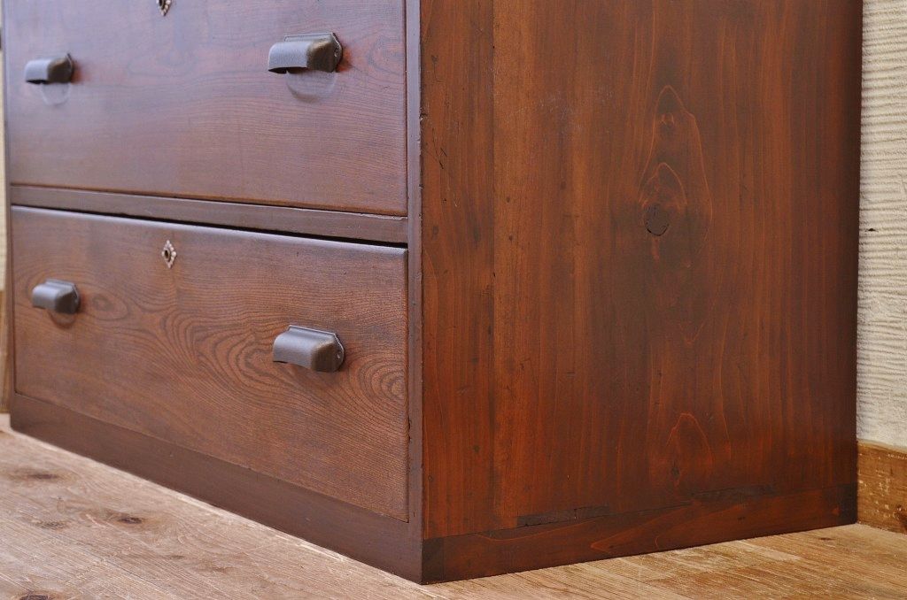 アンティーク家具　前面欅!古い欅材の時代箪笥ローボード(ローチェスト)