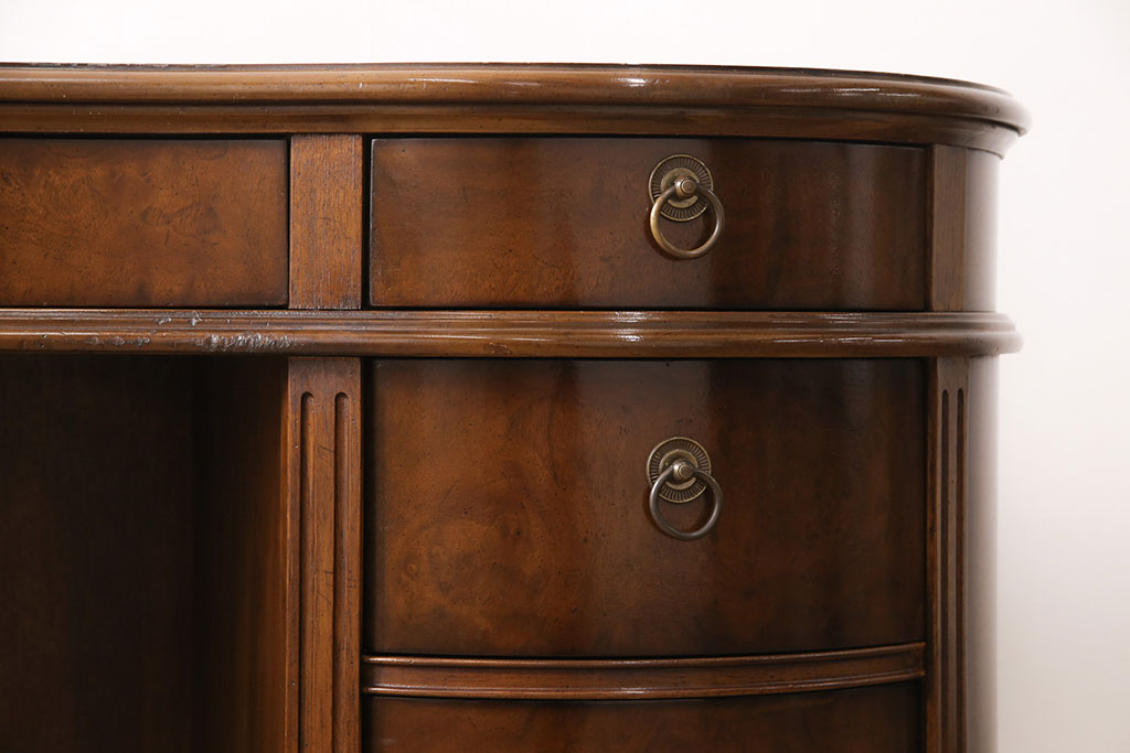 中古　DREXEL HERITAGE(ドレクセルヘリテイジ)　Cameo Classics(キャメオクラシックス)　高級感溢れるキドニーデスク(定価約170万円)(両袖デスク、机、在宅ワーク、在宅用ワークデスク)(R-051889)