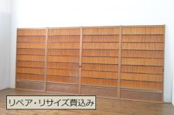 アンティーク建具　杉材　和モダンな空間作りにおすすめな縦桟の板戸窓2枚セット(引き戸、格子戸)(R-067778)