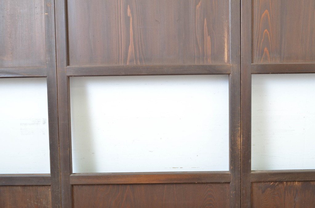 アンティーク建具　レーザー組子入れます!　上品な和の雰囲気漂う組子帯戸4枚セット(引き戸、組子建具、レーザー組子板戸)(R-064292)