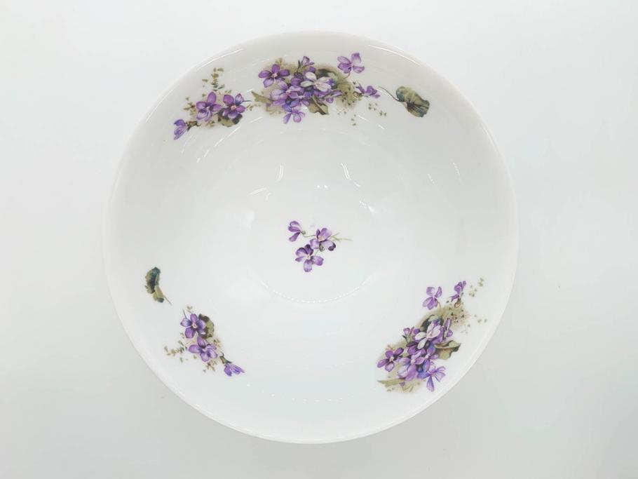 オールドノリタケ　NORITAKE　ヤジロベー印　可憐なスミレのデザインが可愛らしいボウル&プレート5枚セット(日本陶器會社、菫、花、フラワー、皿、深皿、中皿、なます皿、どんぶり、洋食器)(R-078514)