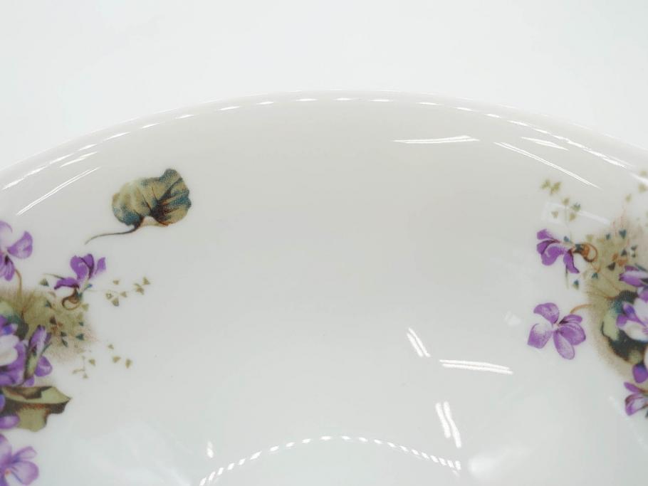 オールドノリタケ　NORITAKE　ヤジロベー印　可憐なスミレのデザインが可愛らしいボウル&プレート5枚セット(日本陶器會社、菫、花、フラワー、皿、深皿、中皿、なます皿、どんぶり、洋食器)(R-078514)