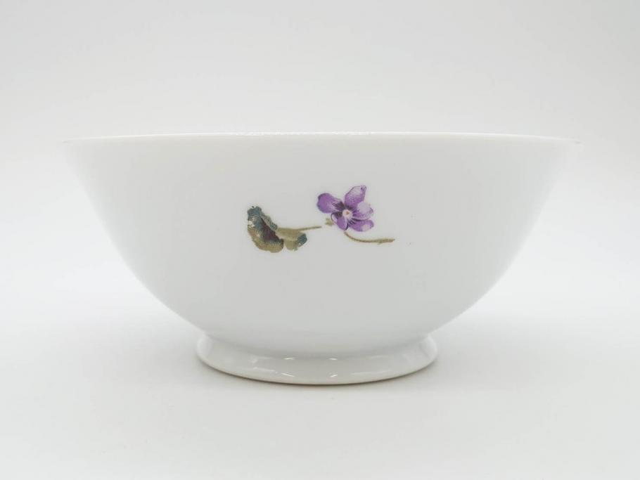 オールドノリタケ　NORITAKE　ヤジロベー印　可憐なスミレのデザインが可愛らしいボウル&プレート5枚セット(日本陶器會社、菫、花、フラワー、皿、深皿、中皿、なます皿、どんぶり、洋食器)(R-078514)