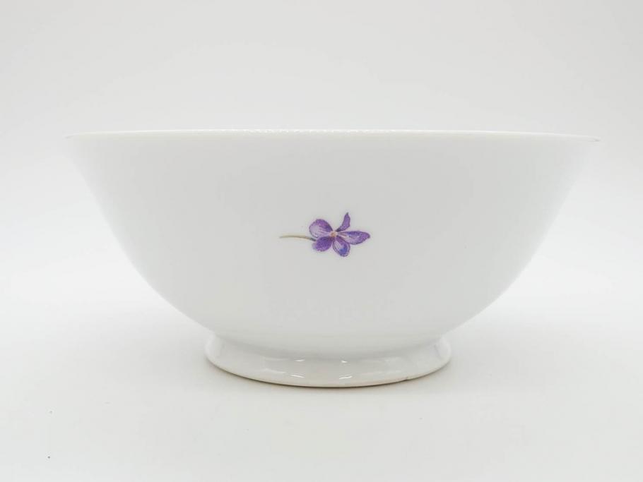 オールドノリタケ　NORITAKE　ヤジロベー印　可憐なスミレのデザインが可愛らしいボウル&プレート5枚セット(日本陶器會社、菫、花、フラワー、皿、深皿、中皿、なます皿、どんぶり、洋食器)(R-078514)