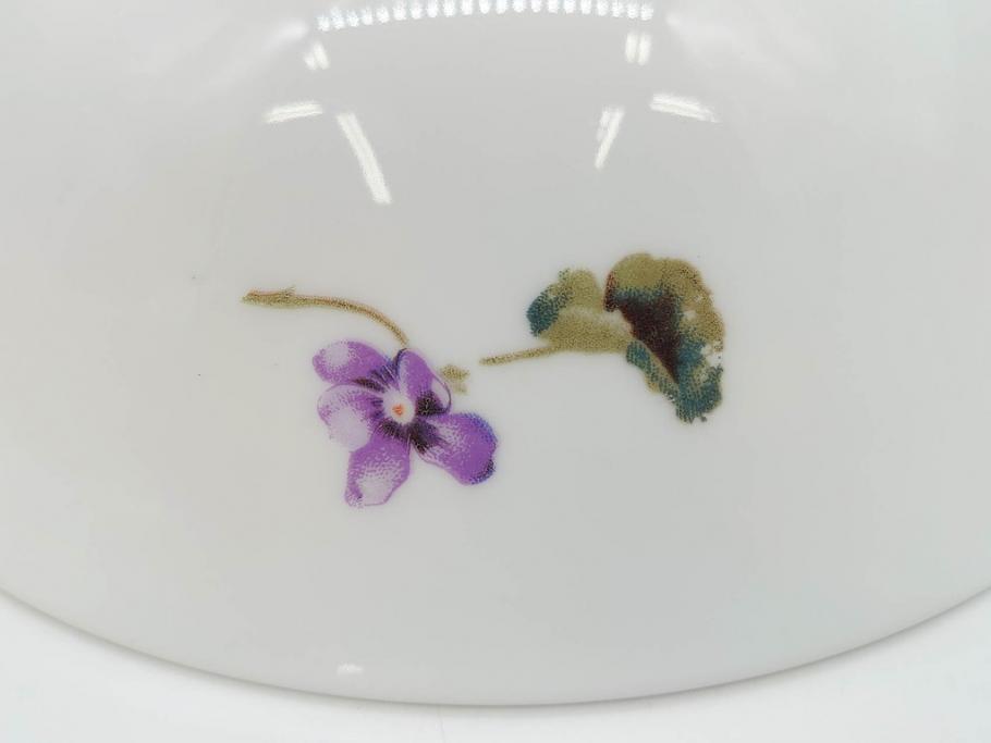 オールドノリタケ　NORITAKE　ヤジロベー印　可憐なスミレのデザインが可愛らしいボウル&プレート5枚セット(日本陶器會社、菫、花、フラワー、皿、深皿、中皿、なます皿、どんぶり、洋食器)(R-078514)