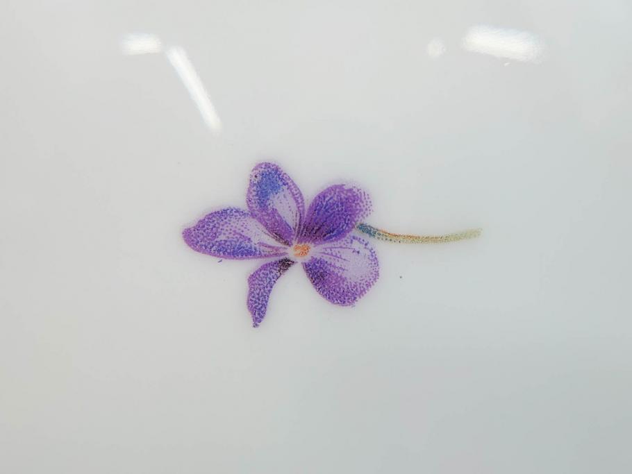 オールドノリタケ　NORITAKE　ヤジロベー印　可憐なスミレのデザインが可愛らしいボウル&プレート5枚セット(日本陶器會社、菫、花、フラワー、皿、深皿、中皿、なます皿、どんぶり、洋食器)(R-078514)