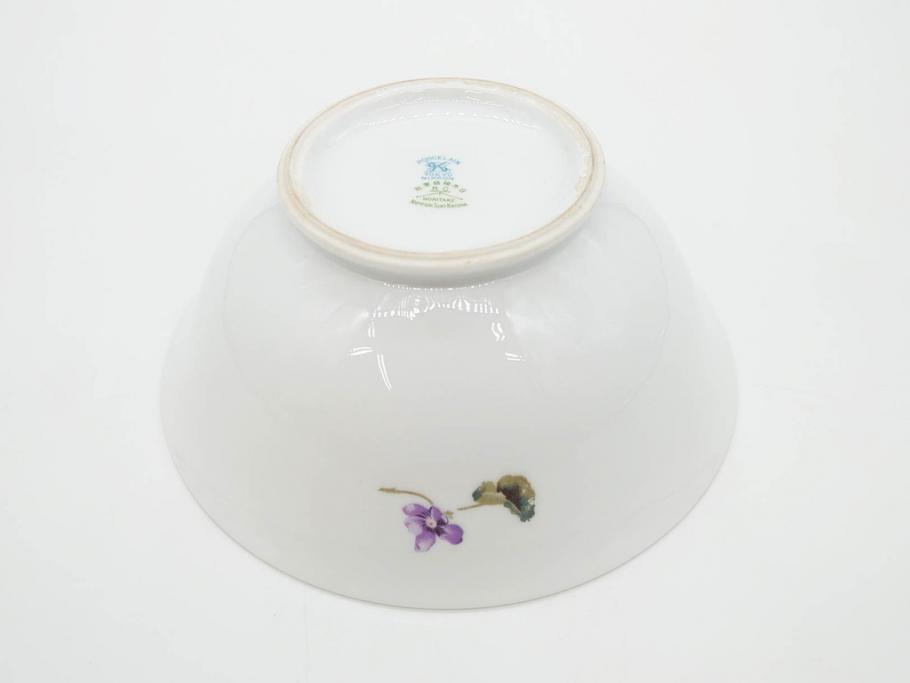 オールドノリタケ　NORITAKE　ヤジロベー印　可憐なスミレのデザインが可愛らしいボウル&プレート5枚セット(日本陶器會社、菫、花、フラワー、皿、深皿、中皿、なます皿、どんぶり、洋食器)(R-078514)