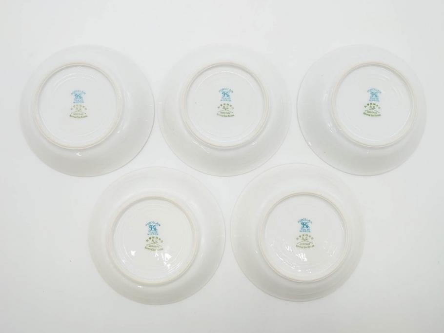 オールドノリタケ　NORITAKE　ヤジロベー印　可憐なスミレのデザインが可愛らしいボウル&プレート5枚セット(日本陶器會社、菫、花、フラワー、皿、深皿、中皿、なます皿、どんぶり、洋食器)(R-078514)