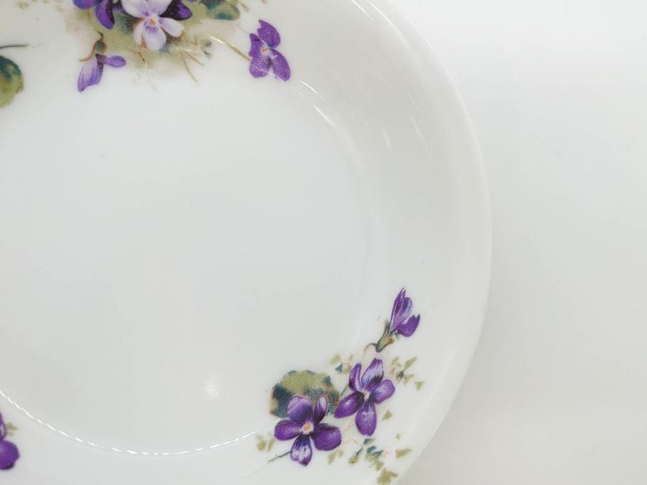 オールドノリタケ　NORITAKE　ヤジロベー印　可憐なスミレのデザインが可愛らしいボウル&プレート5枚セット(日本陶器會社、菫、花、フラワー、皿、深皿、中皿、なます皿、どんぶり、洋食器)(R-078514)
