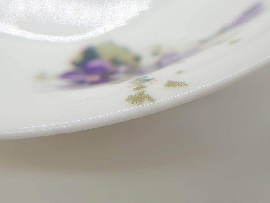 オールドノリタケ　NORITAKE　ヤジロベー印　可憐なスミレのデザインが可愛らしいボウル&プレート5枚セット(日本陶器會社、菫、花、フラワー、皿、深皿、中皿、なます皿、どんぶり、洋食器)(R-078514)
