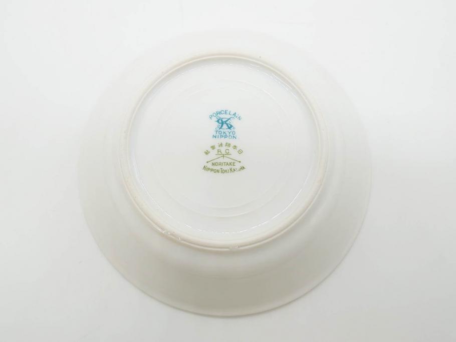オールドノリタケ　NORITAKE　ヤジロベー印　可憐なスミレのデザインが可愛らしいボウル&プレート5枚セット(日本陶器會社、菫、花、フラワー、皿、深皿、中皿、なます皿、どんぶり、洋食器)(R-078514)
