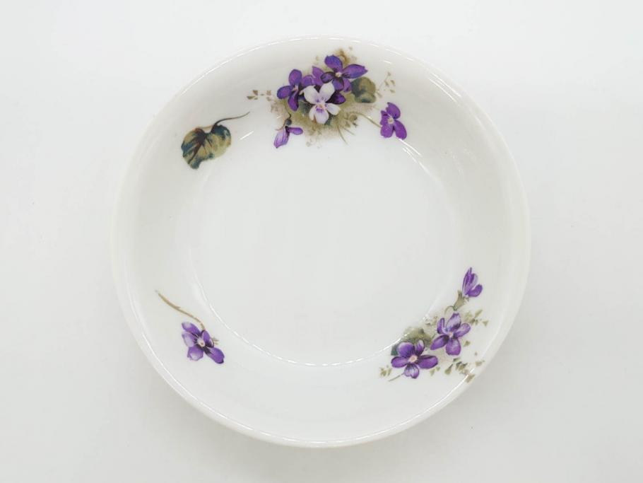 オールドノリタケ　NORITAKE　ヤジロベー印　可憐なスミレのデザインが可愛らしいボウル&プレート5枚セット(日本陶器會社、菫、花、フラワー、皿、深皿、中皿、なます皿、どんぶり、洋食器)(R-078514)