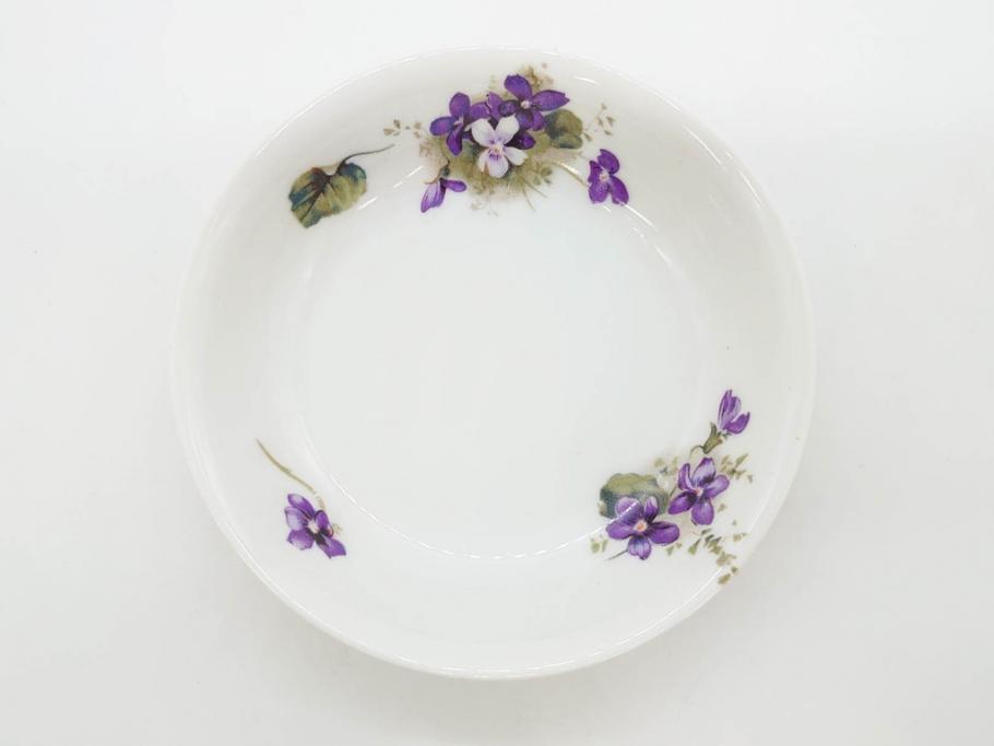 オールドノリタケ　NORITAKE　ヤジロベー印　可憐なスミレのデザインが可愛らしいボウル&プレート5枚セット(日本陶器會社、菫、花、フラワー、皿、深皿、中皿、なます皿、どんぶり、洋食器)(R-078514)