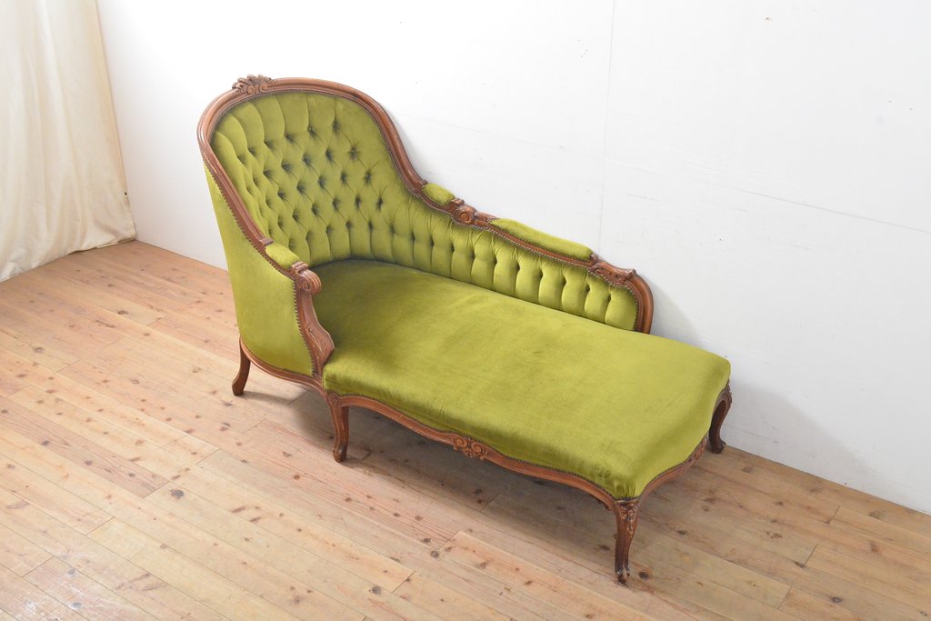 フランスアンティーク　マホガニー材　気品あふれる佇まいが美しいカウチソファ(シェーズロング、長椅子)(R-059446)