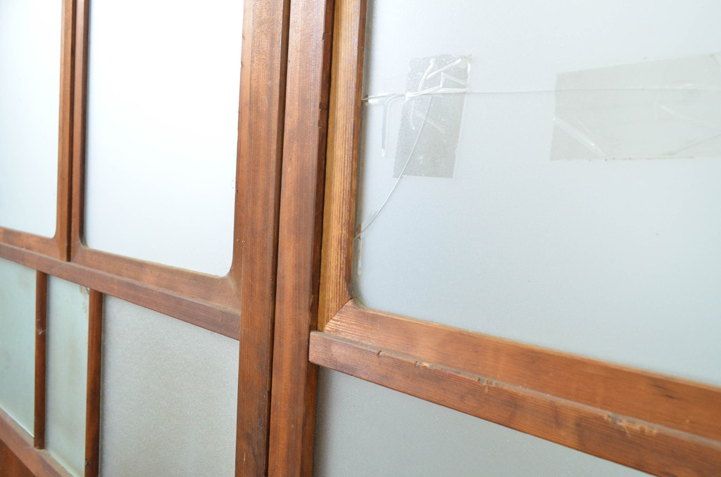 アンティーク建具　大正ロマンの雰囲気香るガラス戸4枚セット(引き戸)(R-064300)