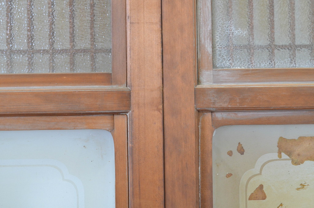 アンティーク建具　大正ロマンの情緒あふれる幅狭ガラス戸4枚セット(引き戸)(R-064301)
